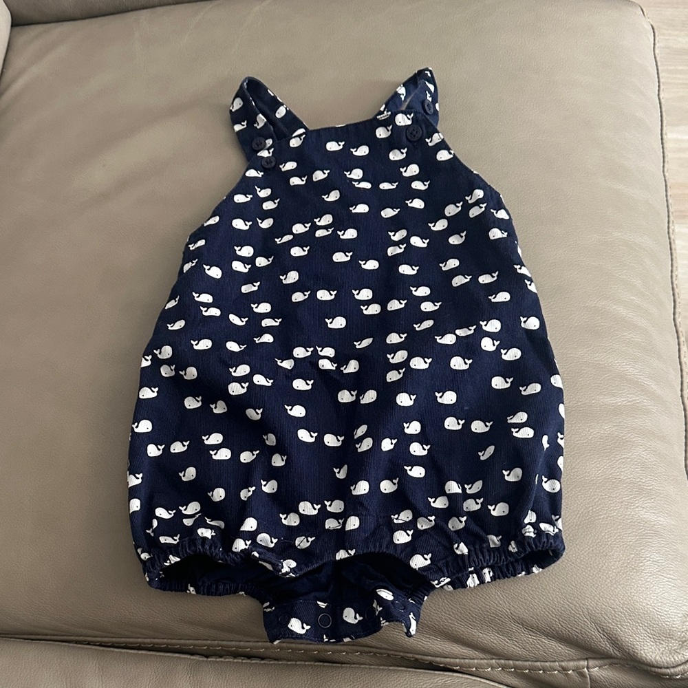Janie and Jack Navy Whale Print One-Piece
